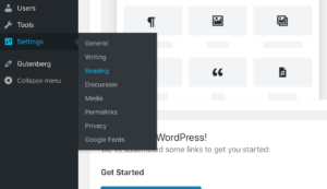 WordPress Reading Menu for Front Page