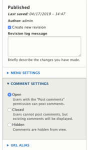 Drupal 8 comment settings