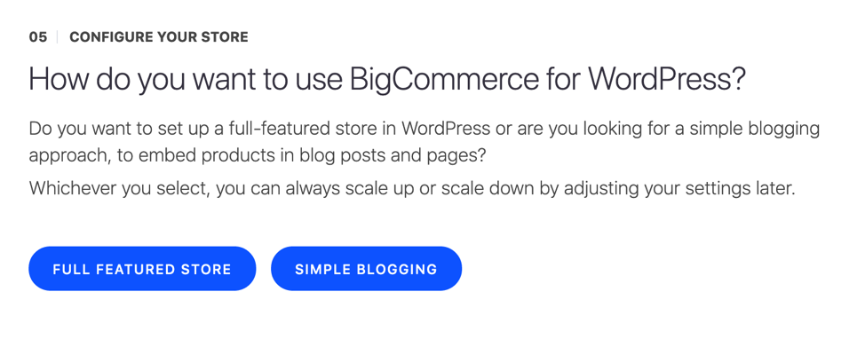 then select how to want to use the bigcommerce plugin