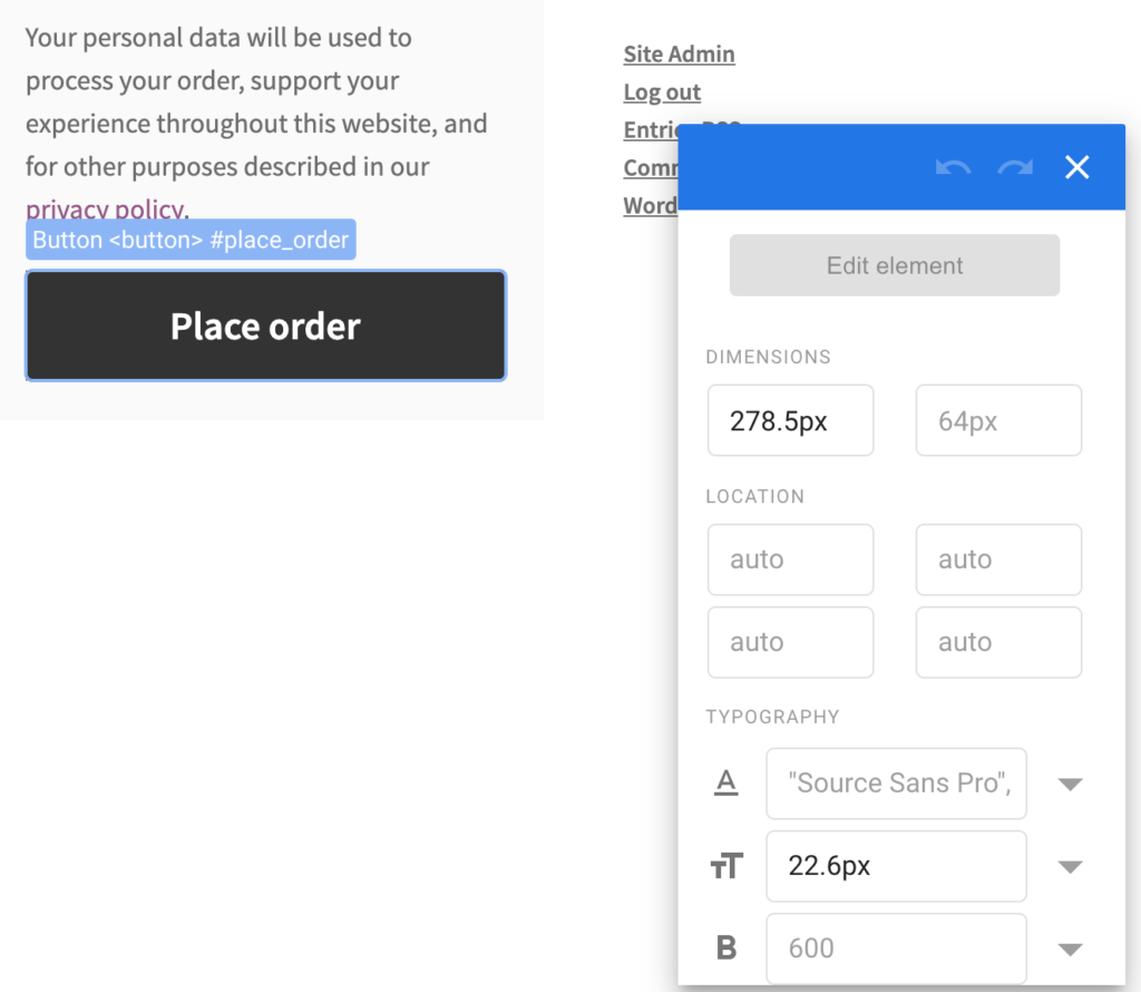 Place Order button