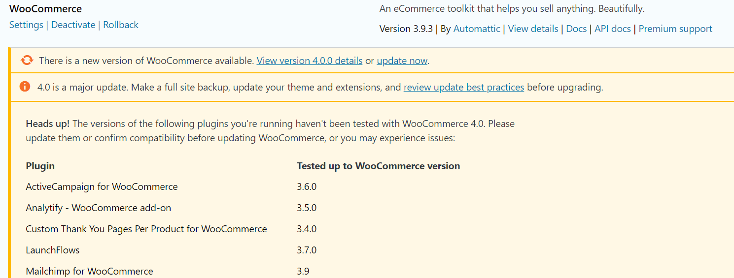 Compatibility with WooCommerce 4.0
