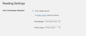 Reading Configuration for WordPress Front Page