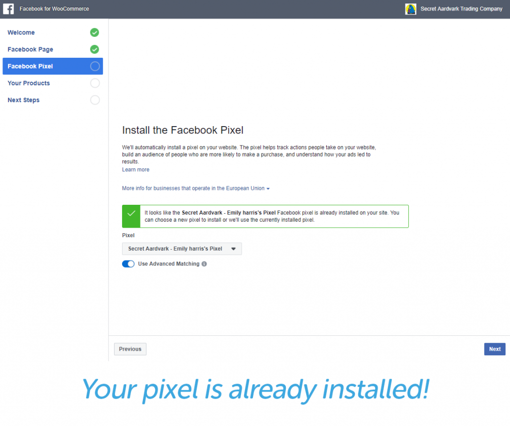 Facebook pixel already installed
