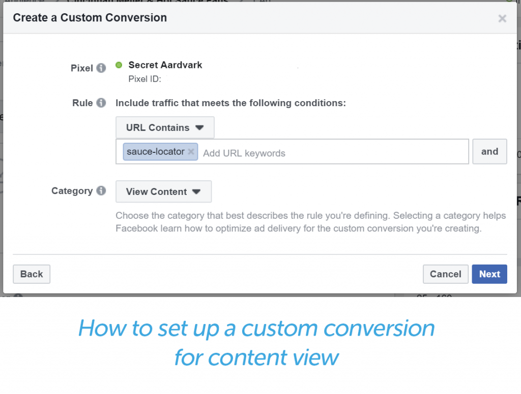 create a custom conversion - select the rules