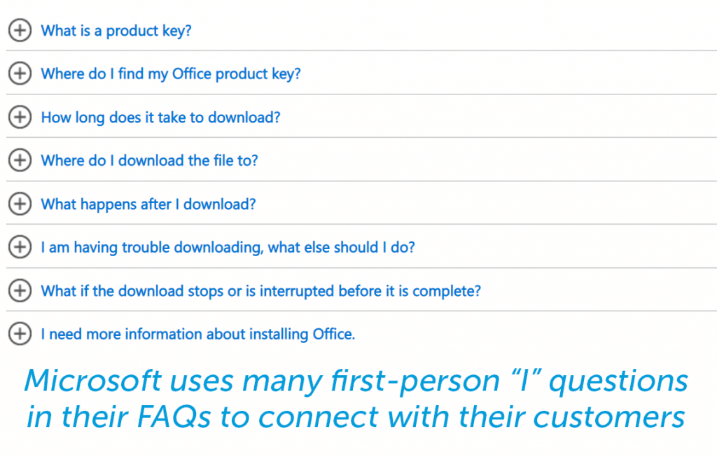 Use I statements and questions when drafting your FAQ questions