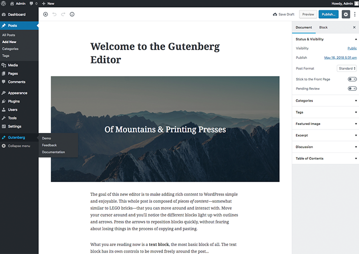 WordPress Gutenberg Demo