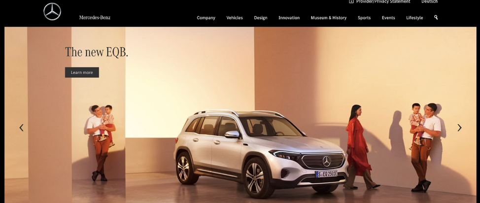 Screen capture of Mercedes-Benz website