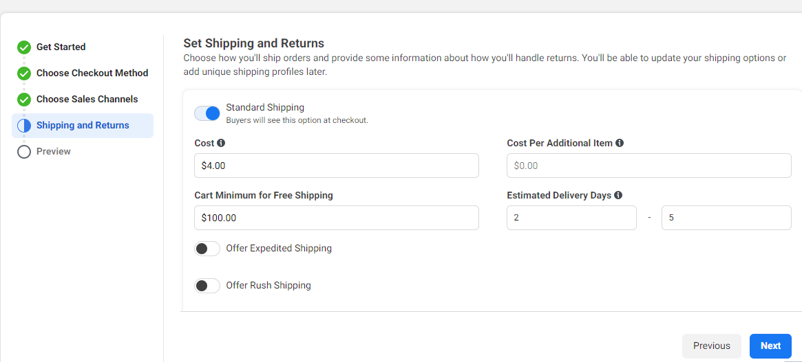 Provide Your Shipping Details and Address To Enable Online Shopping on Facebook.
